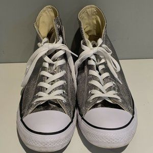 Converse High Tops Silver Metallic Chuck Taylor All Stars Mens 10.5 Wms 12.5